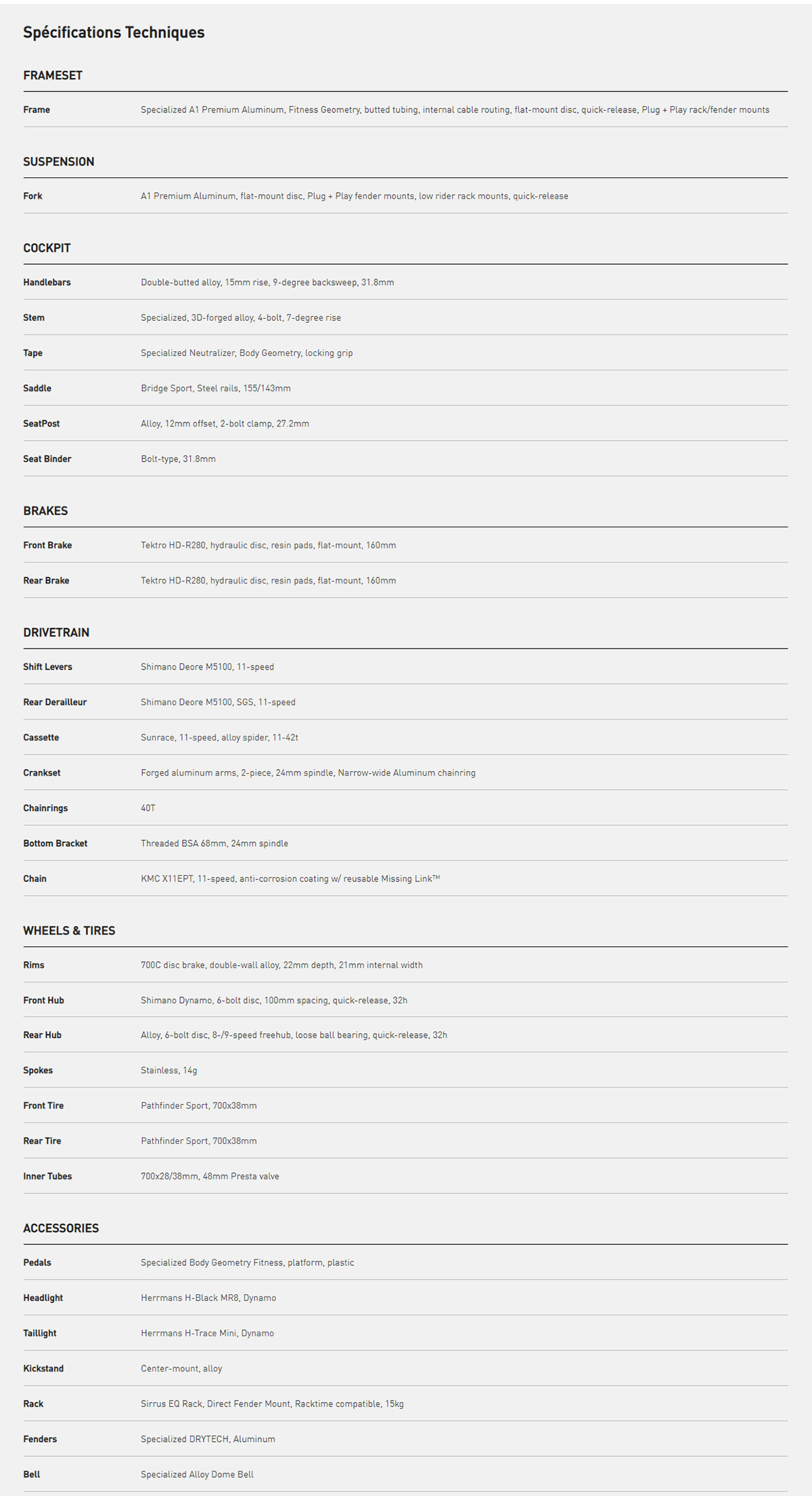 Vélo fitness Sirrus X 3.0 EQ ST caracteristique technique
